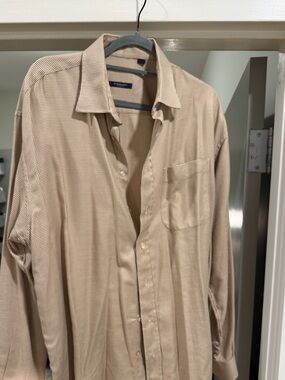 Burberry London Tan and Cream Houndstooth Button Down , NWOT, Size XL